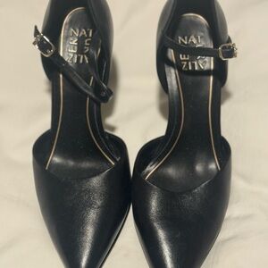 Naturalizer Amber Black Heels with Ankle Strap and Pointed Toe